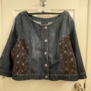 Ashley Stewart Denim and Black Lace Jacket Stretch size 26